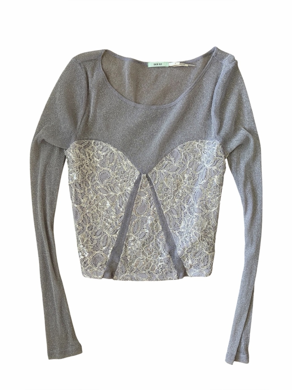 Urban outfitters Kimchi Blue metallic sheer mesh faux corset top small